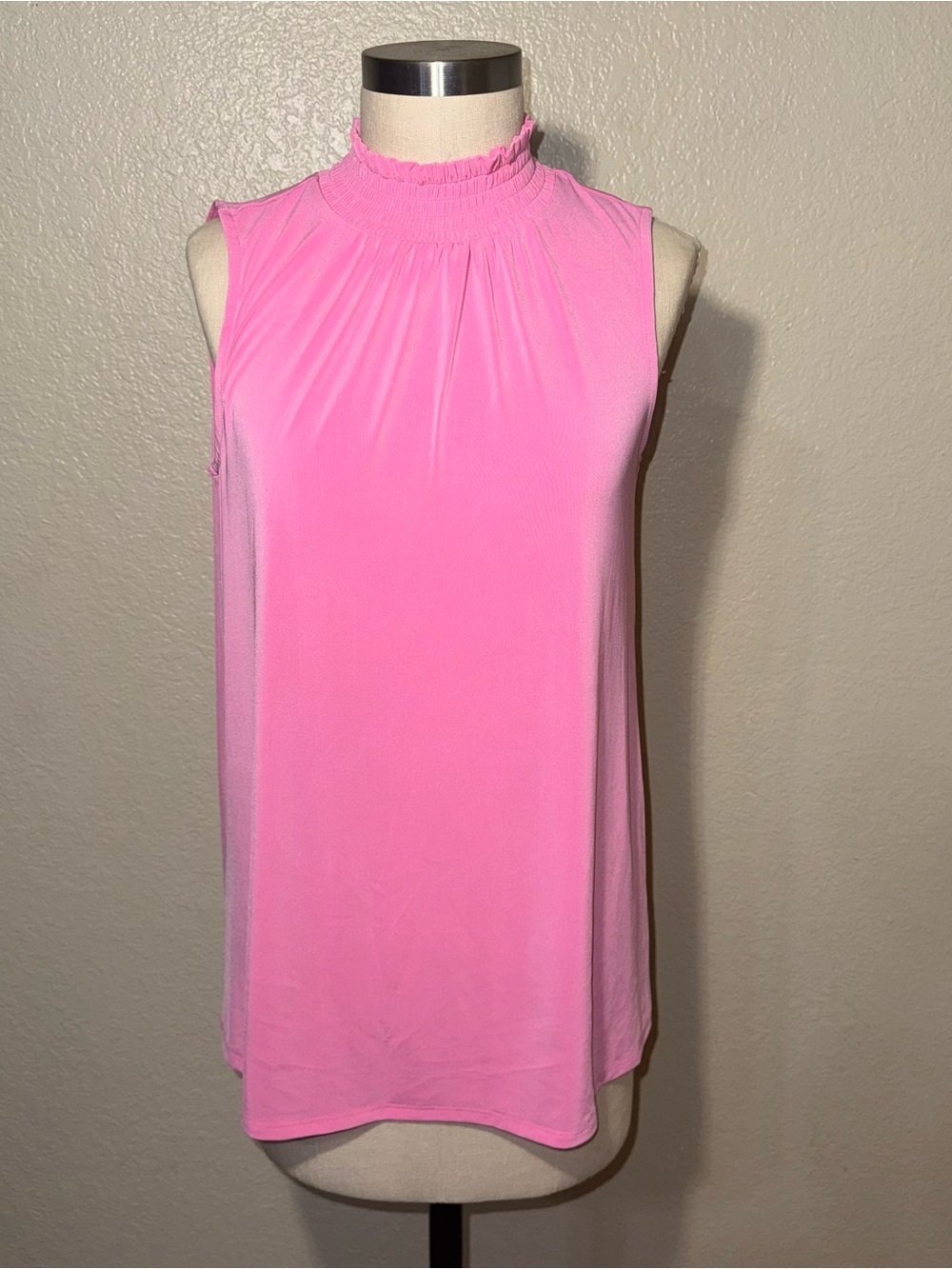 Cato Pink Mock Neck Sleeveless Blouse Small Stretch Career Office Top